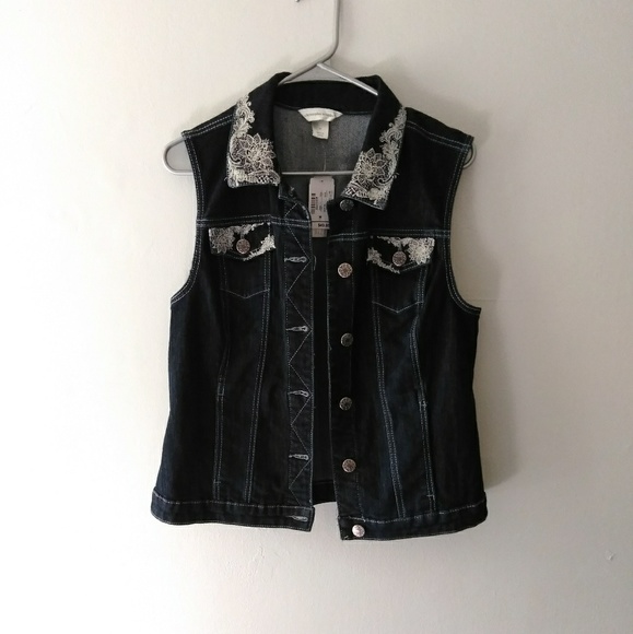 Christopher & Banks Jean Sleeveless Jacket - Picture 3 of 7